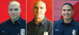 Andrew Ebli, Michael Adams and Dominic Ibarra of the LAFD are awarded the Medal of Valor 