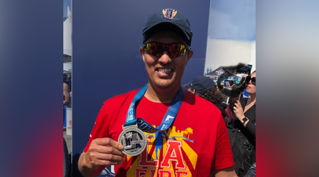 LAFD Miguel Rodriguez running the LA Marathon