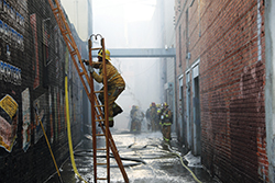 Firefighter at the Boyd Street Fire
