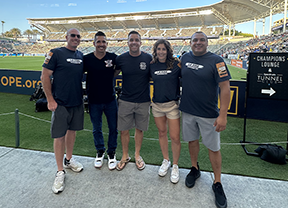 LAFD firefighters at LA Galaxy WODFF fundraiser game.